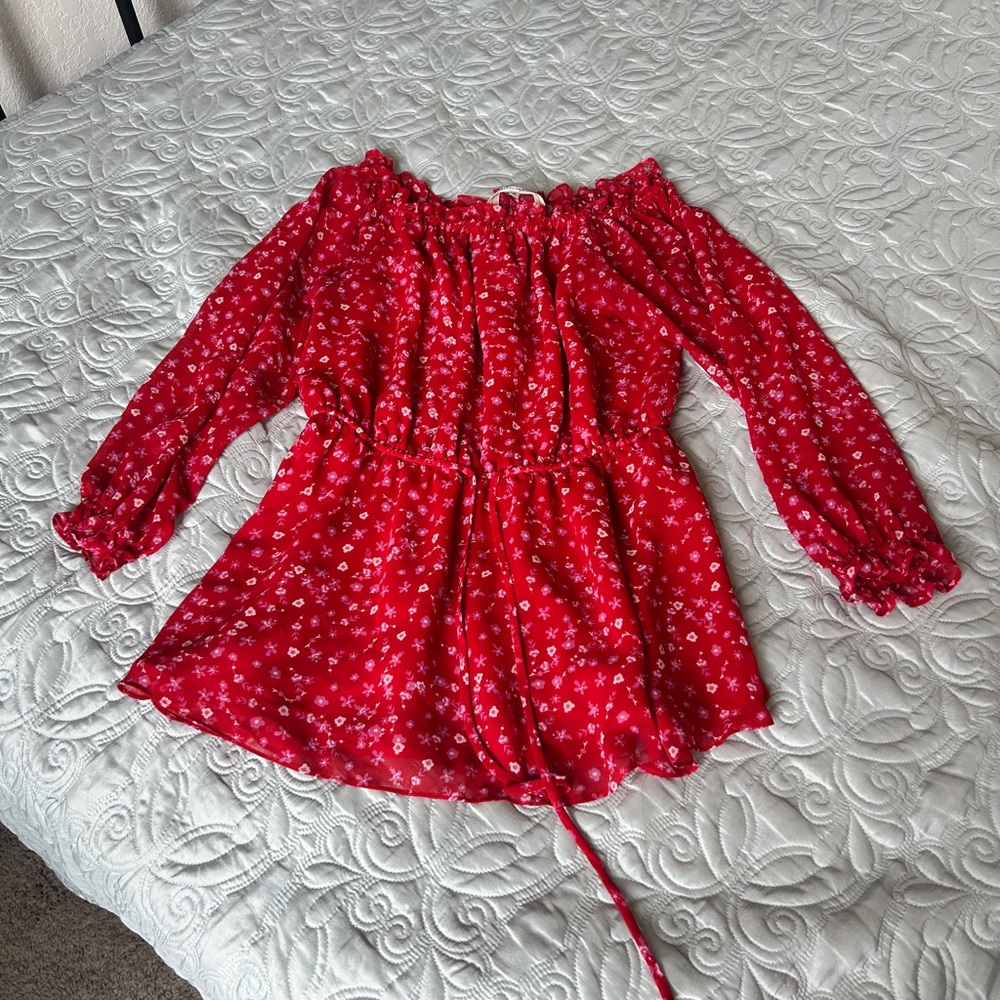 Diane Von Furstenberg Red Floral Blouse